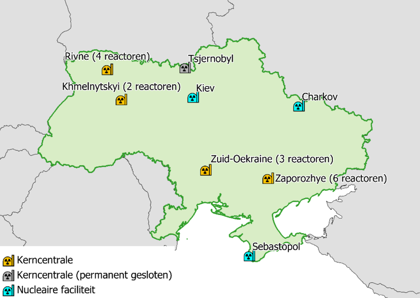 Map of nuclear power plants and nuclear facilities in Ukraine